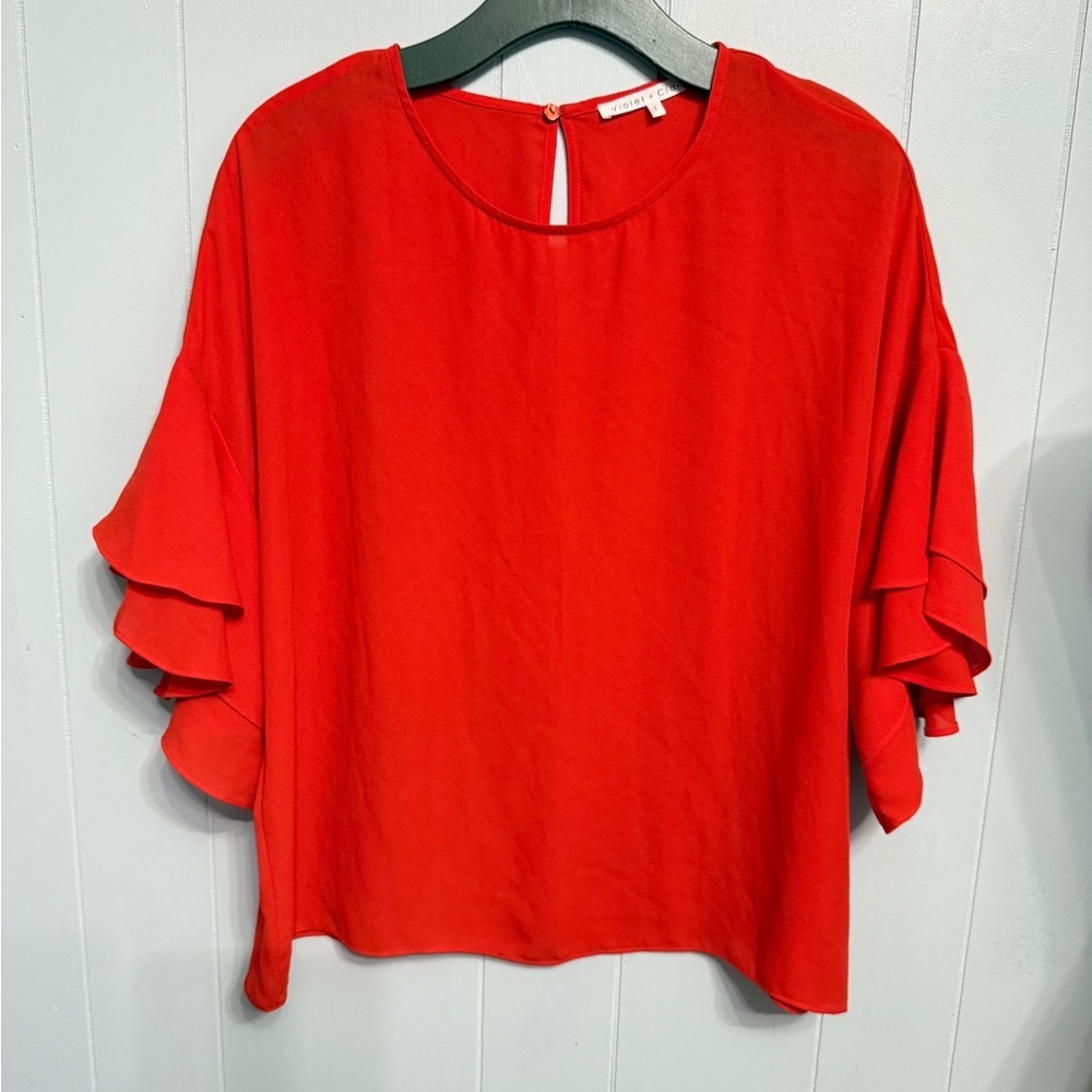 Violet & Claire Scarlet Ruffle Blouse
